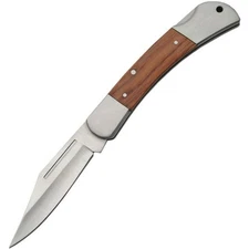 Rite Edge Lockback Stainless Blade Brown Wood Handle Folding Knife - 211164