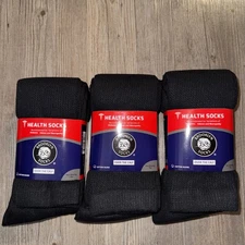 6 Pairs Brooklyn Over The Calf Diabetic Cotton Blend Socks Non Binding Top 13-16