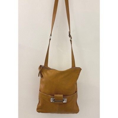 Women's Russell And Bromley Arco Tan Gold Leather Crossbody Bag Adjustable Boho