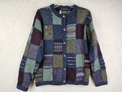Eddie Bauer Women's Legend Deer Bay Patchwork Cardigan 100% Wool