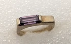 Vintage Modernist Sterling Silver 925 Amethyst Ring Size 5.75