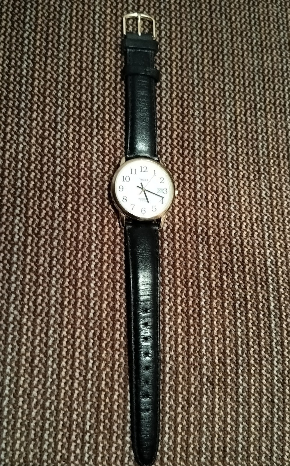 Timex Indigo Analog Watch WR30m-Leather Upper Buckle Band, Stainless Steel Back