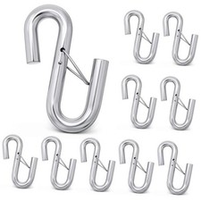 10 Pack 3/8 Inch Trailer Safety Chain S Hook with Latch, 1100 Lbs Working Load