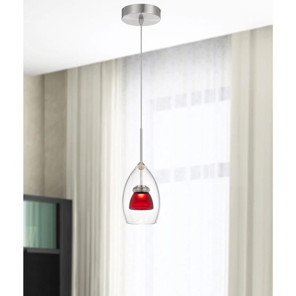 CAL Lighting & Accessories UP-128-CL-REDFR Double Glass Mini Pendant Frosted Red - Image 2 of 2