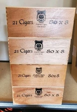 Four Asylum 13 Empty Wood Cigar Boxes with Seperating Tray Lids