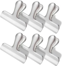 6 Pack Heavy-Duty Stainless Steel Chip Clips，3" Wide Air Tight Bag Clips for Foo