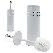 NEW STAINLESS STEEL BATHROOM TOILET CLEANING BRUSH AND HOLDER FREE STANDIN