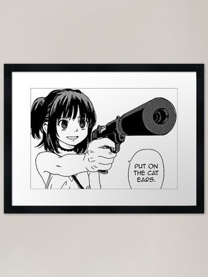 Katzenohren Anime Mädchen gerahmter Kunstdruck gerahmtes Wandbild Poster Leinwanddruck Bild