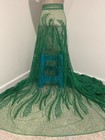 Kelly Green Beaded Sequins Embroidered Lace Fabric 50” Width Sold By Yard