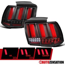 Fit 1999-2004 Ford Mustang Black Sequential Led Tail Lights Brake Lamps 99-04