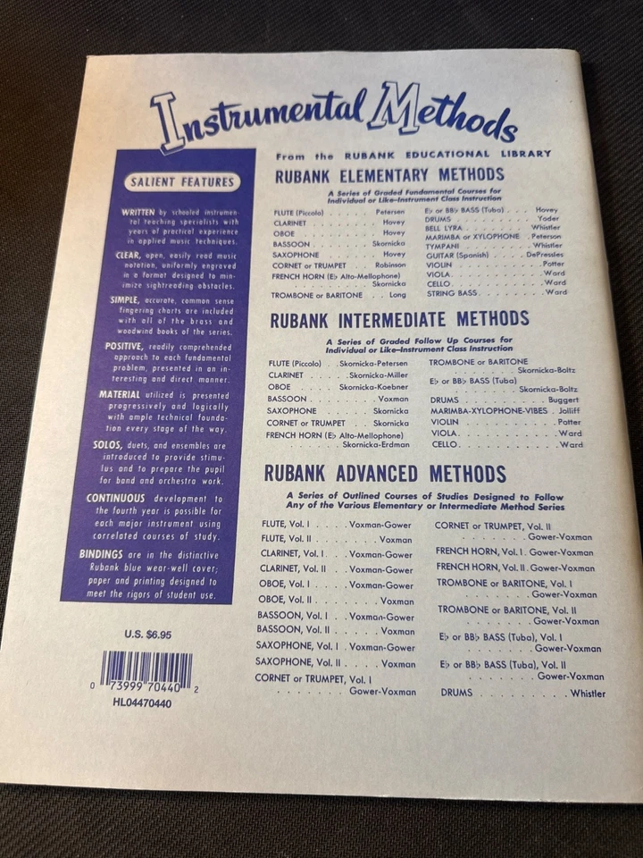 Rubank No. 141 Advanced Method for French Horn Vol. by Voxman & Gower Music Book - Image 2 of 3