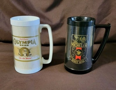 2 Vintage Thermo Serv Beer Mugs Michelob, Olympia