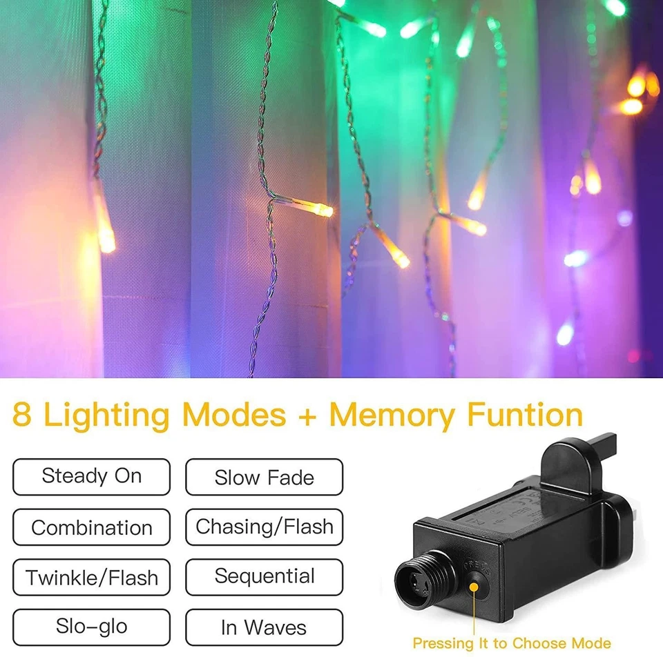 480LED Waterfall Icicle Light Outdoor Snowing Chaser Xmas Home Decor - Image 3 of 3