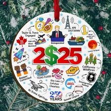 2025 Christmas Ornament Year in Review Wooden Ornament  Hot Topics 2025 Year