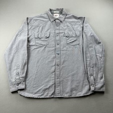 Levis Western Shirt Mens Medium Gray Pearl Snap Slim Fit Long Sleeve White Tab