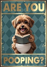 Funny Dog Are You Pooping Tin Metal Signs Home D cor 8x12 House Decoration Bathr