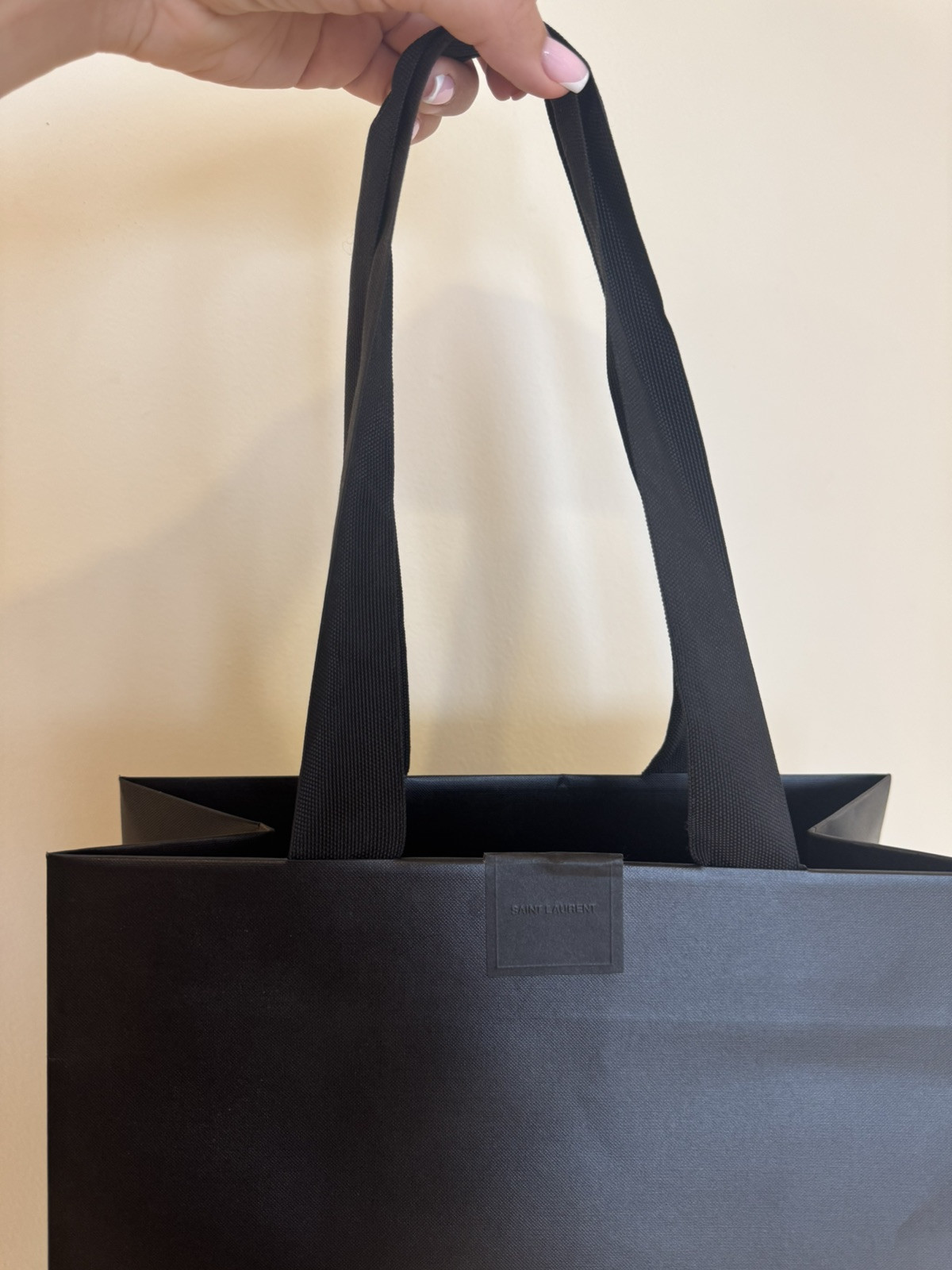 Borsa regalo shopping YSL Saint Laurent grande nera pieghevole 12 5x20 5x6