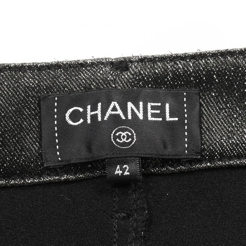 CHANEL брюки джинсы #42 P59966V36929 хлопок нейлона черный б/у женщин - Изображение 3 из 4