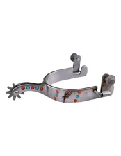 Reinsman Spurs Womens Rose Inspired Silver Red Turquoise 1205-LY-SR