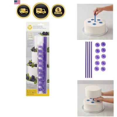 Cake Support Rods and Caps For Stacking 14-Piece, Layer Cake Stacking Kit Str...