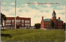 Vintage SPRING VALLEY, Minnesota Postcard "Public School Buildings" 1918 Cancel