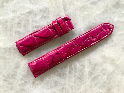 20mm/18mm Pink Alligator Crocodile Embossed Leather Watch Strap Band