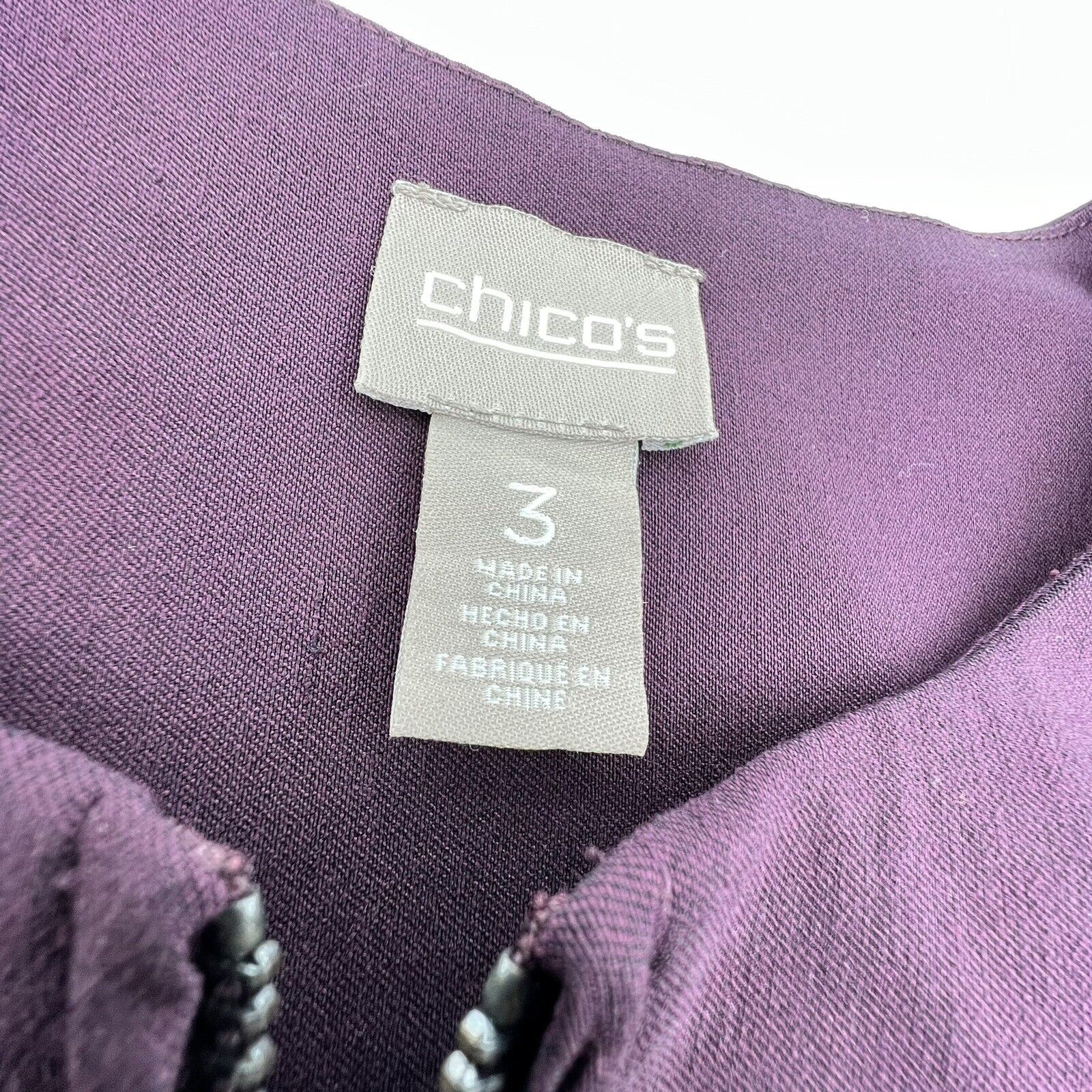Chicos Purple Full Zip Jacket Size 3/XL - image 3