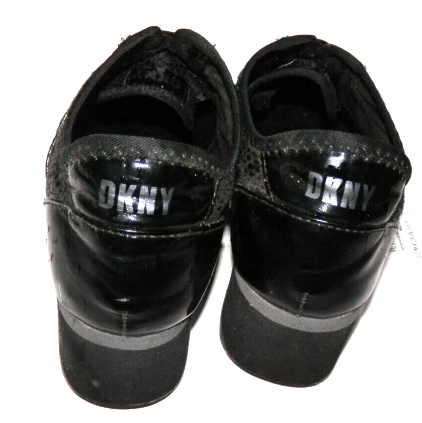DKNY черный лакированная кожа на танкетке модные туфли женский размер 7,5 - Изображение 3 из 4