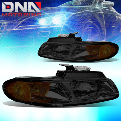 FOR 1996-2000 DODGE GRAND CARAVAN CHRYSLER VOYAGER HEADLIGHT LAMPS SMOKED/ AMBER