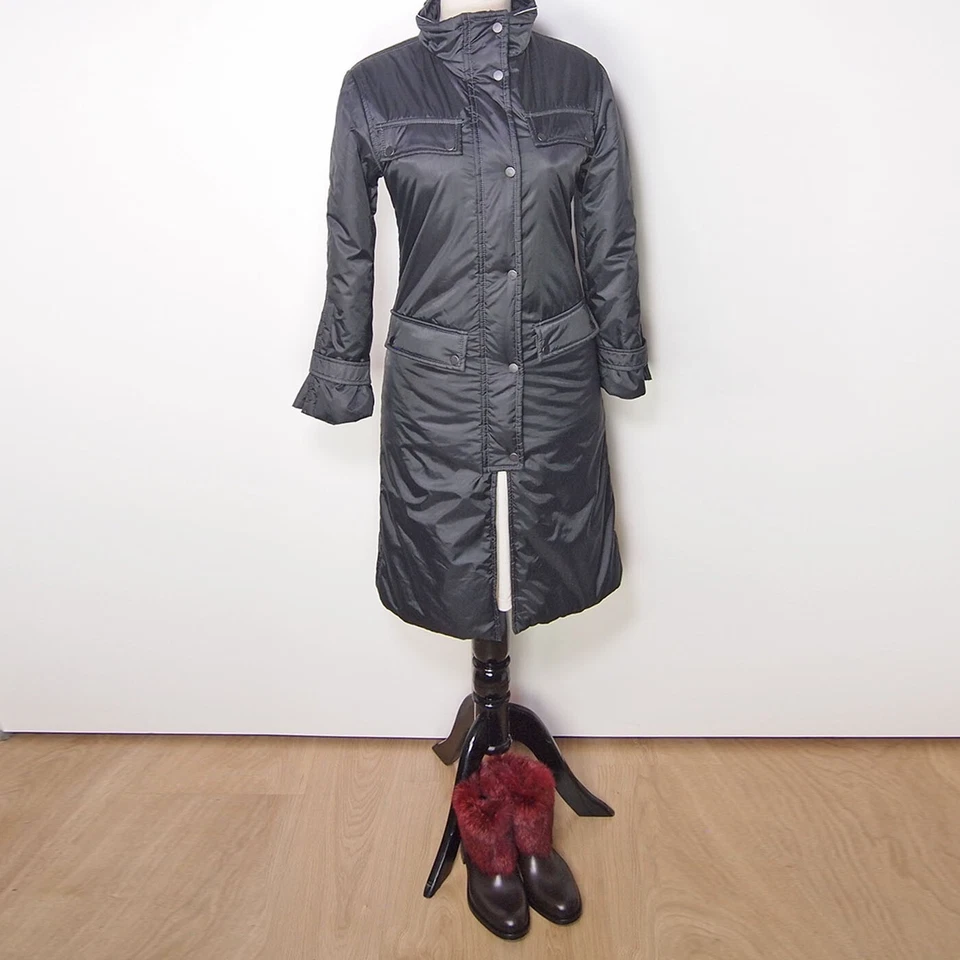 Belstaff 摩托车外套长夹克黑色尼龙女孩 12 码 — 第 2/4 张图片