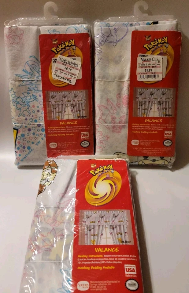 3 New In Package Vintage Nintendo Pokémon Curtain Valance 15 x 84 - Image 4 of 4