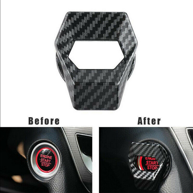 1Pc Carbon Fiber Car Engine Start Stop Push Button Switch Cover Trim Accessories