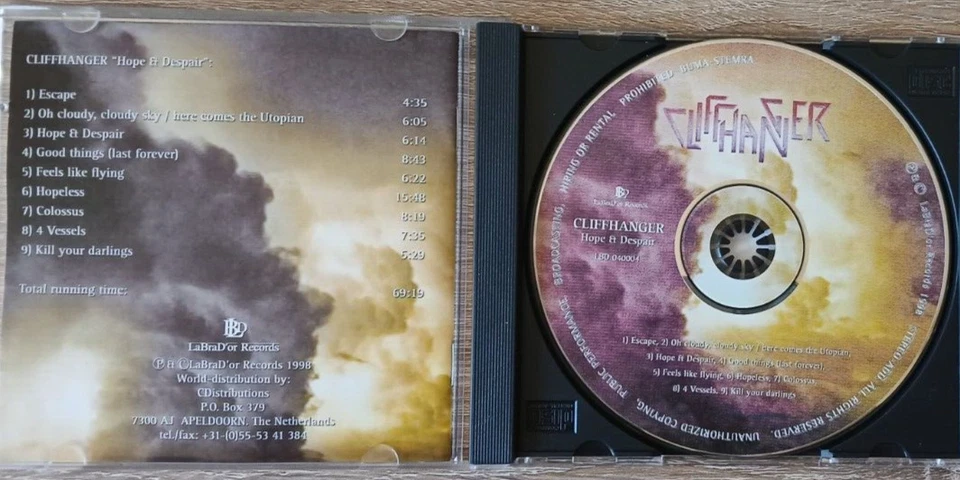 CLIFFHANGER - Hope & Despair - CD-Album / LaBraD'ors Records 1998, LBD 040004 - Bild 2 von 3