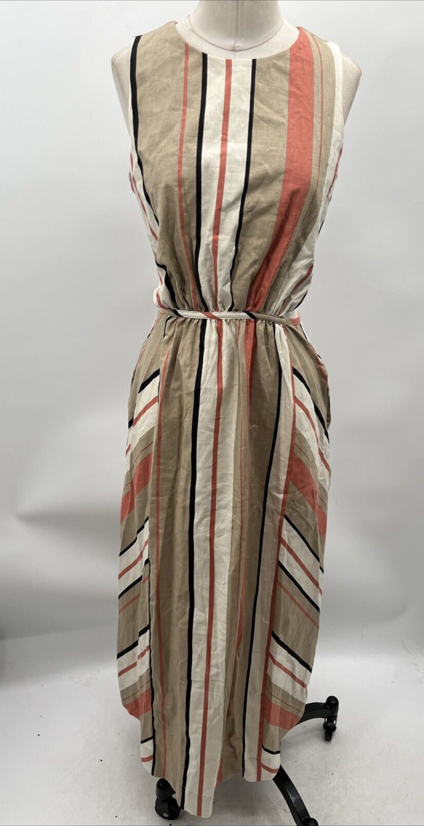 Banana Republic Women's Multicolored Striped Linen Cutout Midi Dress Size  12 | eBay