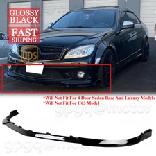 For Mercedes Benz C Class W204 Sport 2008-2014 Glossy Black Front Bumper Lip Kit