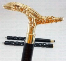 Black Wooden Cane Alligator Head Handle Crocodile Walking Stick Vintage Replica