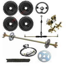 29" Rear Axle Kit Complete 6" Wheels Front Steering Hub Go Kart ATV Buggy Quad