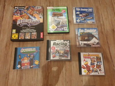 PC-Spiele: Rollercoaster Tycoon 3, Anno 1503, MS Flight Simulator 2002, Moorhuhn