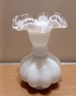 Vintage Fenton Silver Crest vase Milk glass with Ruffled edge 6 1/4"