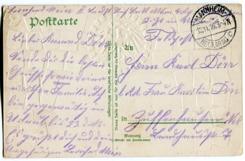 Präge Wappen Briefmarken AK,Mannheim,Friedrichsplatz 1916 - Picture 2 of 2