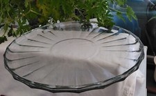 Large torte/cupcake/sandwich platter, 12" round, clear glass, 3 feet, Italian