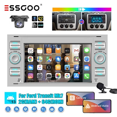Carplay Android 14 Autoradio GPS RDS 2+64G Kamera Für Ford Focus MK2 Transit MK7 - Bild 1 von 4