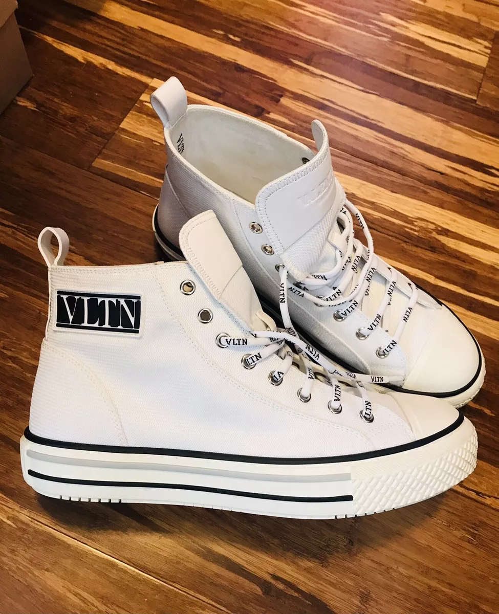 Valentino Garavani VLTN Women’s White Black High Top Logo Sneakers Size 11