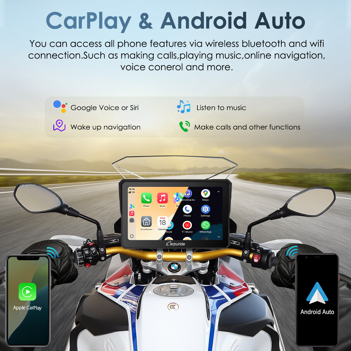 Carpuride W702BS Carplay Android Auto BMW Moto Stereo OEM Carpuride W702BS Carplay Android Auto BMW Moto Stereo OEM
