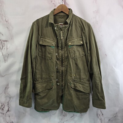 Diesel Jacket Mens Medium Green Zip Moto Zip Mock Field