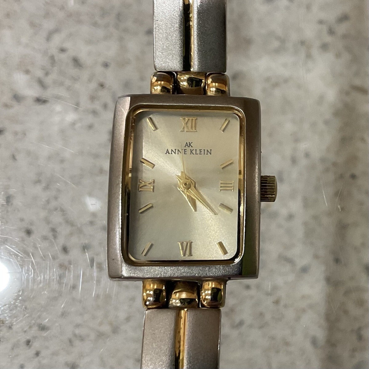 Anne Klein AK Womens Metal Clasp Band Watch Rectangular Face 10