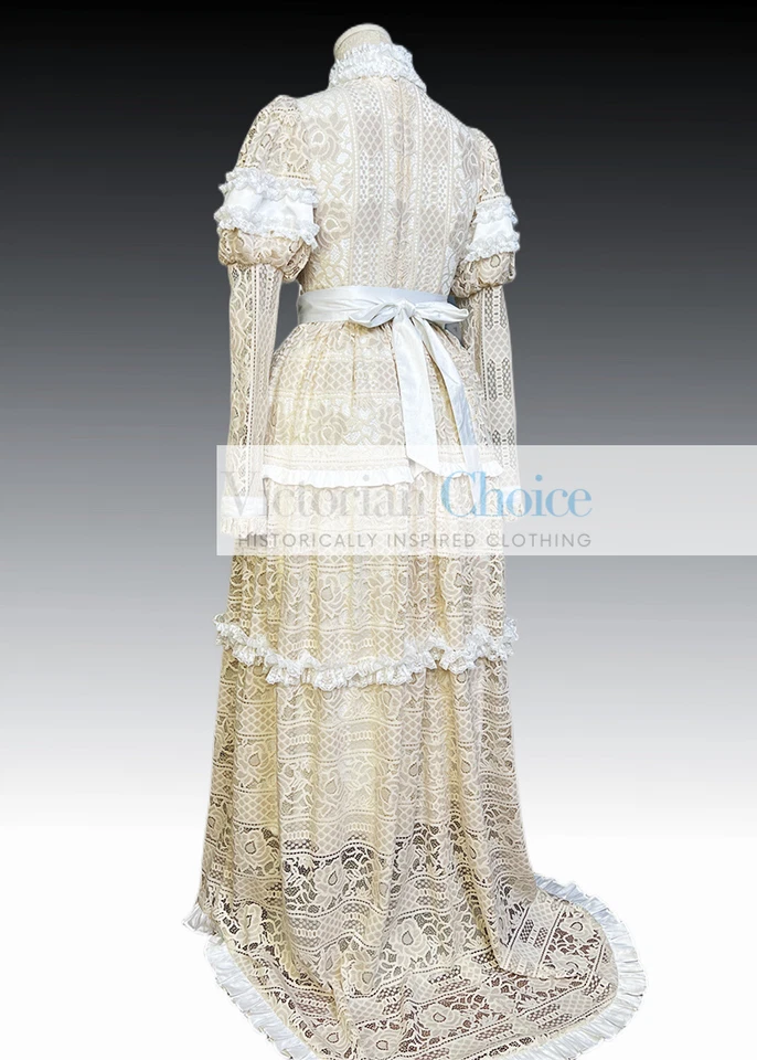 Victoriano Eduardiano 1900 Premium Encaje Vintage Vestido de Novia Vestido de Novia 353 Foto 4 de 4