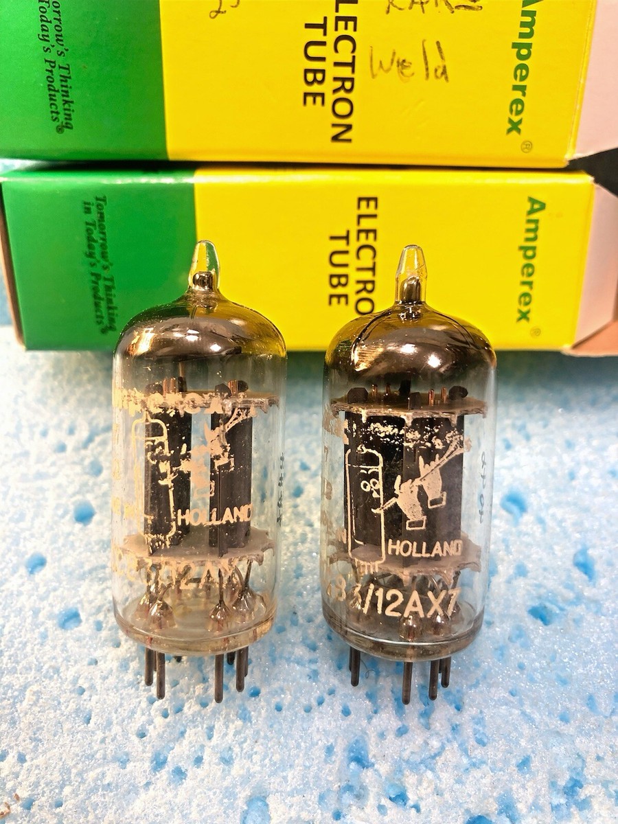 12AX7 ECC83 Amperex Long Plates D Foil Getter, Tesed NOS