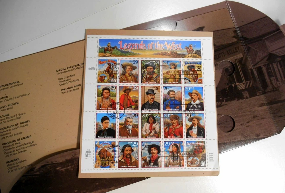 1994 Legends of the West Sc 2869 Ceremony Program, 3 cities cancels FDC sheet - Image 3 of 4