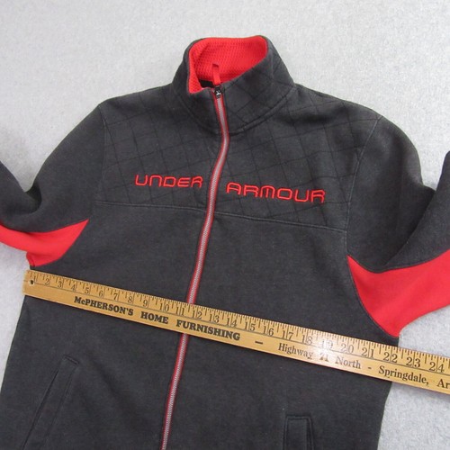 Under Armour Mens Storm Jacket L Gray Red Quilted Active Full Zip Pocket - Picture 9 of 12